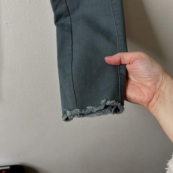 NWT Loft Slate Gray Gold Button Fly Frayed Hem Pant Jean Front Stitch Seams 00 - Picture 8 of 12